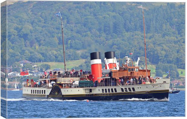 PS Waverley approaching Millport Canvas Print by Allan Durward Photography
