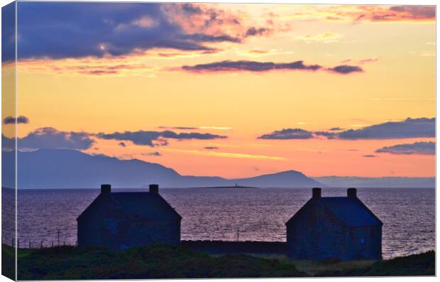 Serene sunset over Prestwick salt pan houses and A Canvas Print by Allan Durward Photography