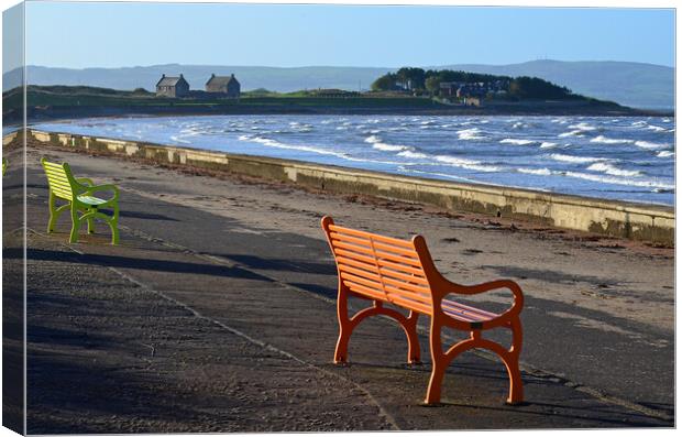 Prestwick prom benches Canvas Print by Allan Durward Photography