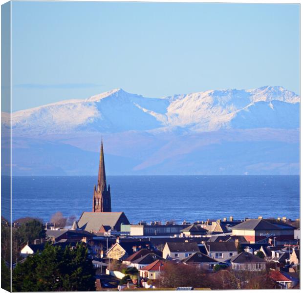 A view over Ayr to Arran Canvas Print by Allan Durward Photography