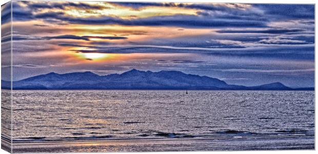 Arran sunset, an artistic view from Ayr Canvas Print by Allan Durward Photography