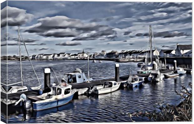 Irvine harbour boats painting Canvas Print by Allan Durward Photography