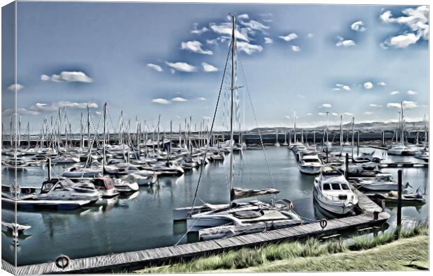SW Scotland`s Troon marina residents  (painting ef Canvas Print by Allan Durward Photography