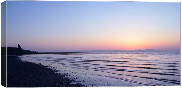 Greenan beach sunset over Arran Canvas Print by Allan Durward Photography