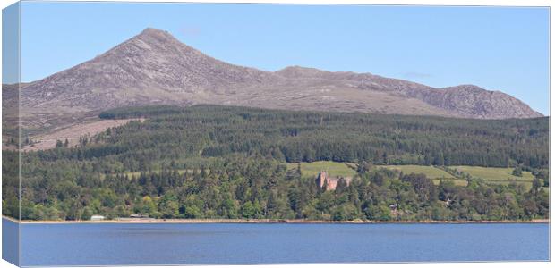 Arrans Goat Fell and Brodick Castle Canvas Print by Allan Durward Photography