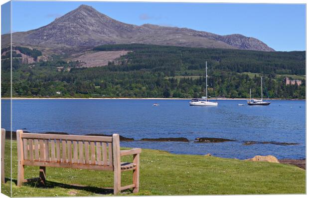 Peaceful Arran bench view Canvas Print by Allan Durward Photography