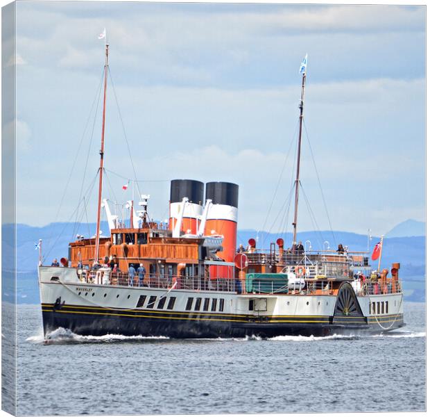 PS Waverleyon approach to Brodick, Arran Canvas Print by Allan Durward Photography