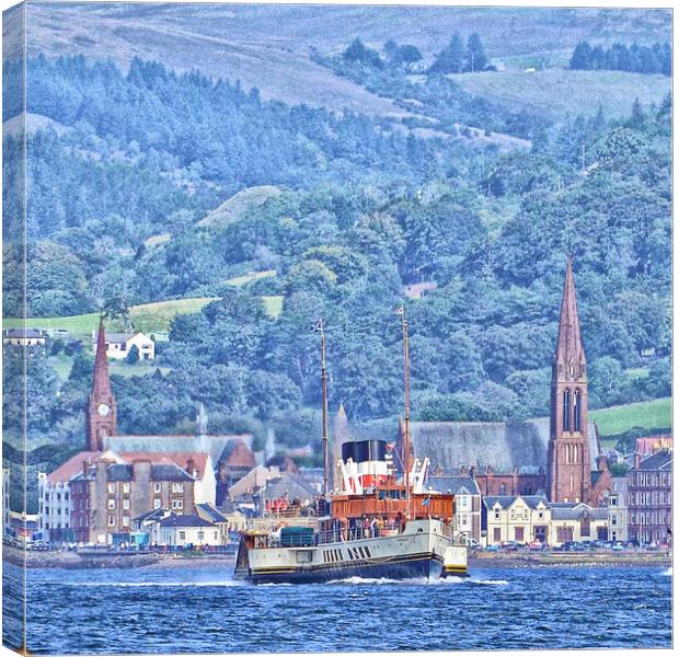 Largs as a backdrop to PS Waverley Canvas Print by Allan Durward Photography
