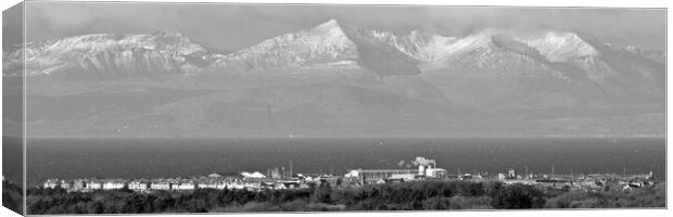  Troon and Arran`s mountains Canvas Print by Allan Durward Photography