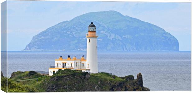 Turnberry  lighthouse and Ailsa Craig Canvas Print by Allan Durward Photography