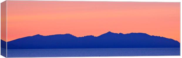 Arran silhouetted at dusk Canvas Print by Allan Durward Photography