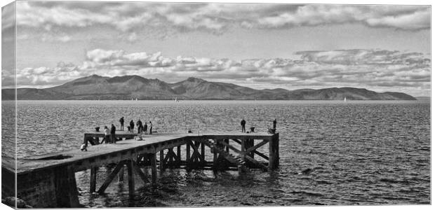 Portencross pier activity Canvas Print by Allan Durward Photography