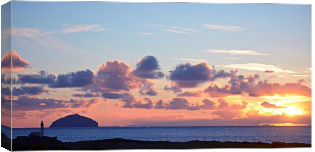 Sunset over Turnberry lighthouse and Ailsa Craig Canvas Print by Allan Durward Photography