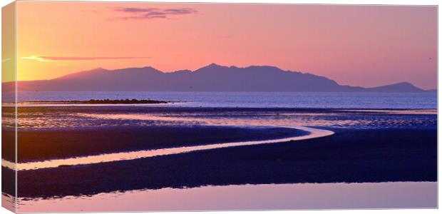 Scottish islands sunset, Arran viewed from Ayr Canvas Print by Allan Durward Photography