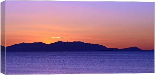 Arran`s mountains in the last light of the day Canvas Print by Allan Durward Photography