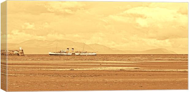 PS Waverley at Troon  (sepia) Canvas Print by Allan Durward Photography
