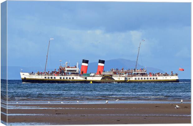 Waverley paddle steamer arriving at Troon Canvas Print by Allan Durward Photography