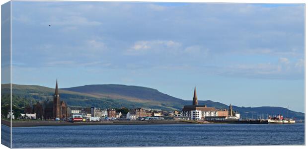 Largs shorefront and PS Waverley Canvas Print by Allan Durward Photography