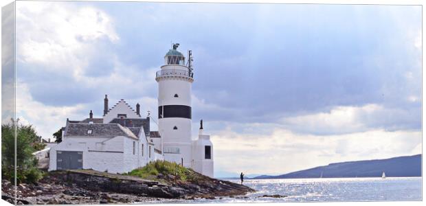 Lone fisherman under the Cloch lighthouse Canvas Print by Allan Durward Photography