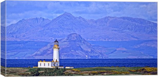 Turnberry lighthouse, Holy Isle and Goat Fell Canvas Print by Allan Durward Photography