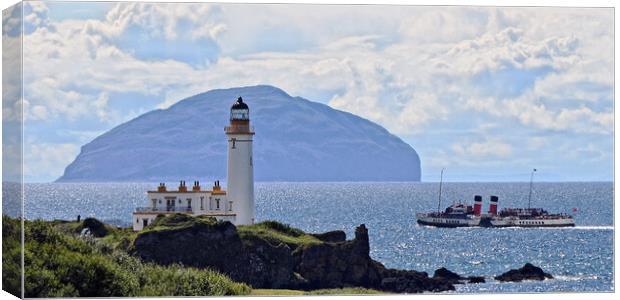 PS Waverley passing Turnberry lighthouse, Ayrshire Canvas Print by Allan Durward Photography