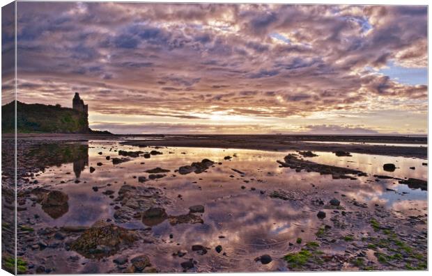 Greenan Castle and Isle of Arran panorama Canvas Print by Allan Durward Photography