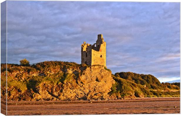 Greenan Castle in low sunlight at sunset Canvas Print by Allan Durward Photography