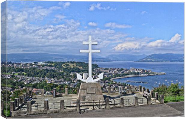 Gourock and French memorial at Greenock Canvas Print by Allan Durward Photography