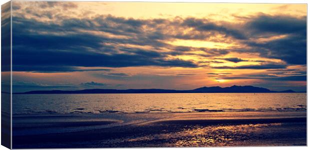 Arran sunset, Ayr beach Canvas Print by Allan Durward Photography