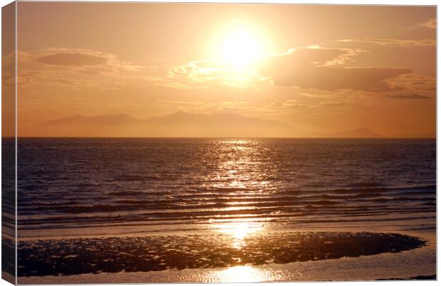 An Arran sunset viewed from Ayr beach Canvas Print by Allan Durward Photography