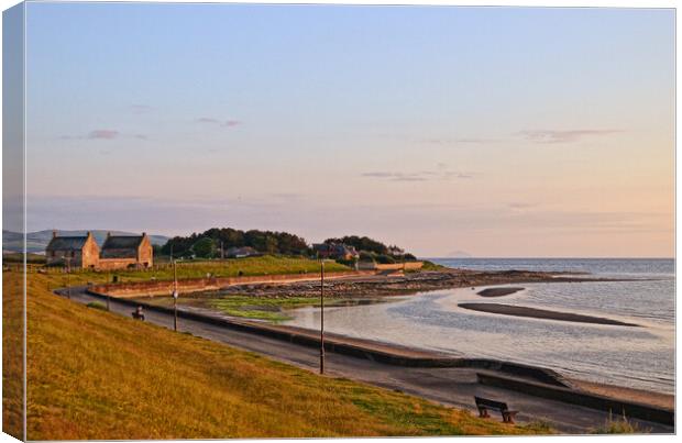 Prestwick shorefront at sunset Canvas Print by Allan Durward Photography