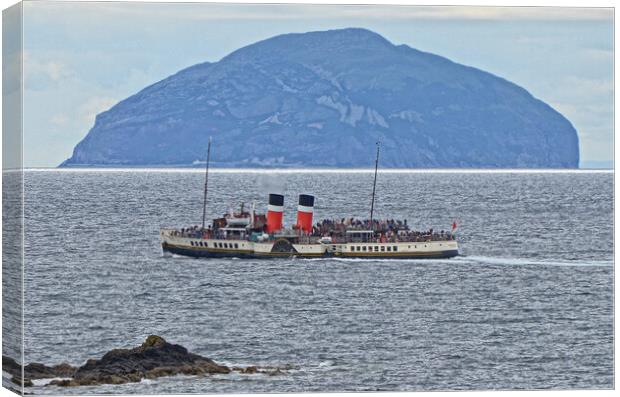 Ailsa Craig, with PS Waverley on Clyde cruise Canvas Print by Allan Durward Photography