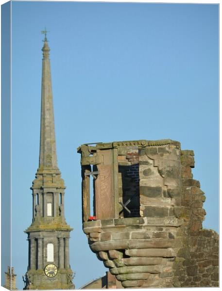 Ayr`s Town Hall steeple and Miller`s Folly Canvas Print by Allan Durward Photography
