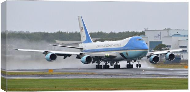 Air Force One departing Prestwick Canvas Print by Allan Durward Photography