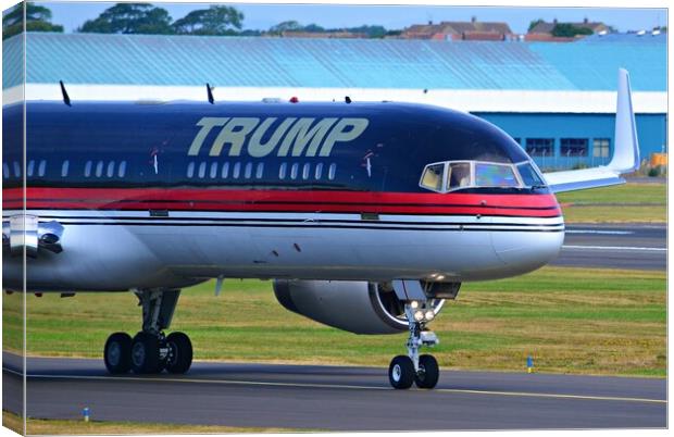 Trump Organisation B757 business aircraft at Prest Canvas Print by Allan Durward Photography