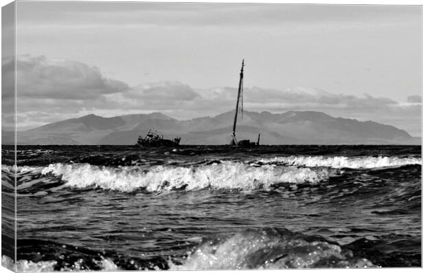 Ayr shipwreck Kaffir in the waves Canvas Print by Allan Durward Photography