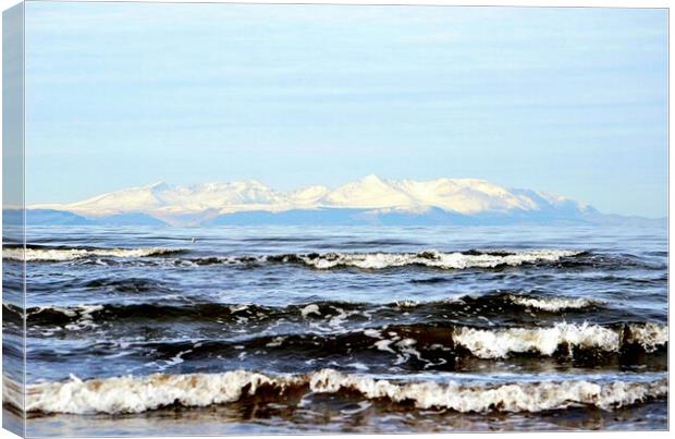 Wintry snow topped Isle of Arran, Scotland Canvas Print by Allan Durward Photography