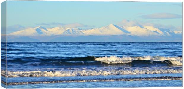 Isle of Arran snow covered mountains in Winter Canvas Print by Allan Durward Photography