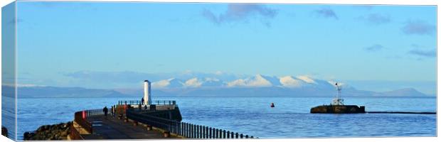 Isle of Arran, a view from Ayr pier Canvas Print by Allan Durward Photography