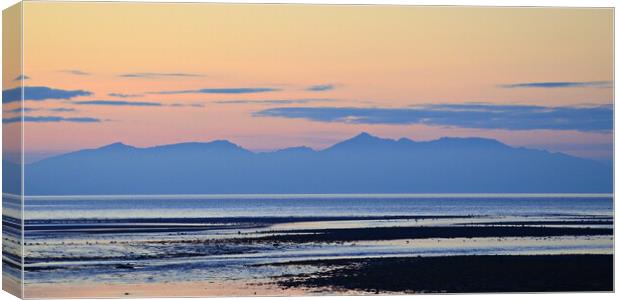 Isle of Arran mountains at dusk Canvas Print by Allan Durward Photography