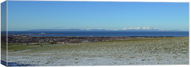 Troon and Arran panorama Canvas Print by Allan Durward Photography