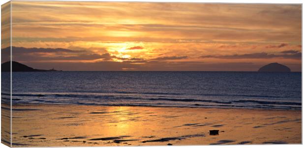 Ailsa Craig sunset on the Ayrshire coast Canvas Print by Allan Durward Photography