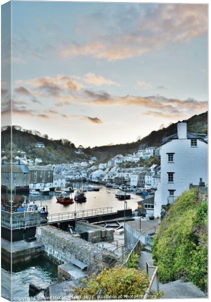 Sunset Skies Over Polperro. Canvas Print by Neil Mottershead