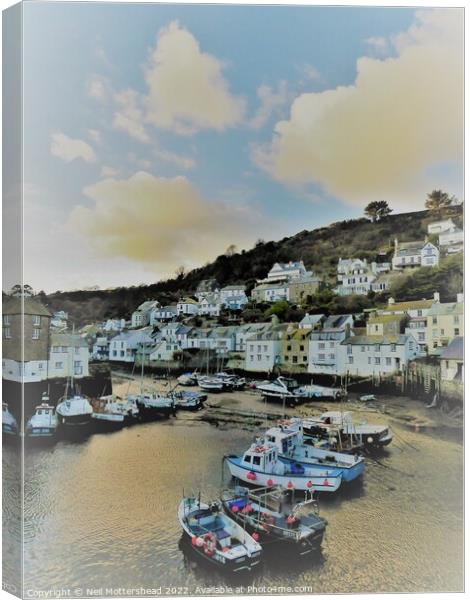 Evening Light In Polperro. Canvas Print by Neil Mottershead