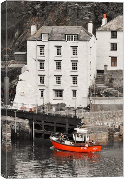 The Red Boat - Polperro, Cornwall. Canvas Print by Neil Mottershead