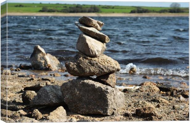 Stacking Stones, Colliford Lake, Cornwall. Canvas Print by Neil Mottershead
