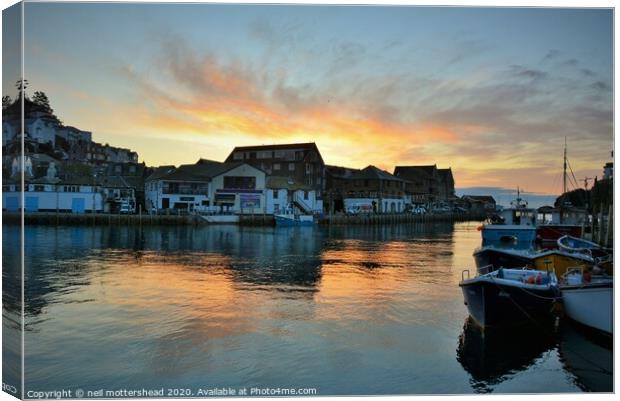 The Sun Rises Over East Looe, Cornwall. Canvas Print by Neil Mottershead