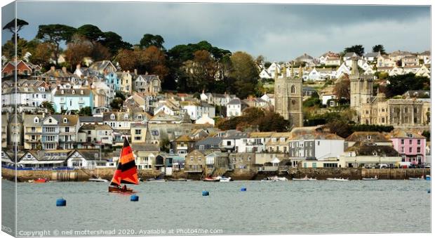Dingy Sailing On The Fowey River. Canvas Print by Neil Mottershead