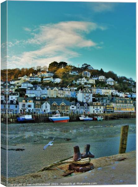 Low Tide At Looe, Cornwall. Canvas Print by Neil Mottershead