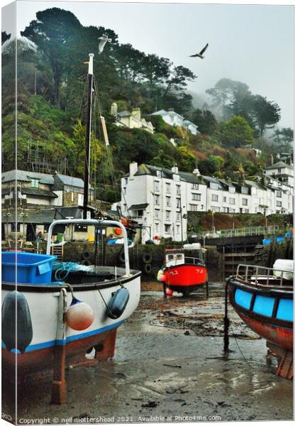 High & Dry In Polperro. Canvas Print by Neil Mottershead